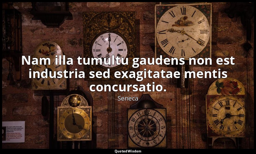 Nam illa tumultu gaudens non est industria sed exagitatae mentis concursatio. — Seneca