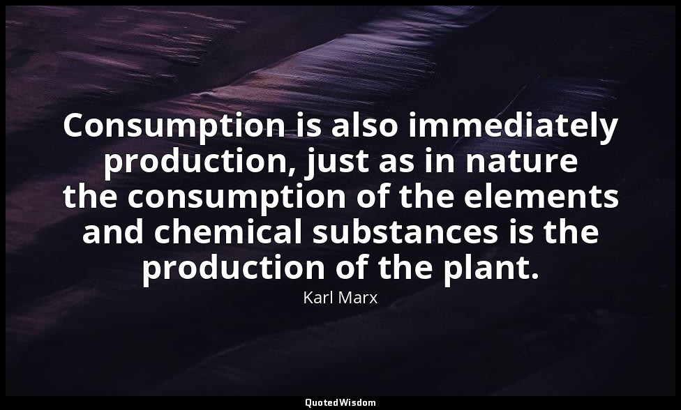 Consumption is also immediately production, just as in nature the consumption of — Karl Marx