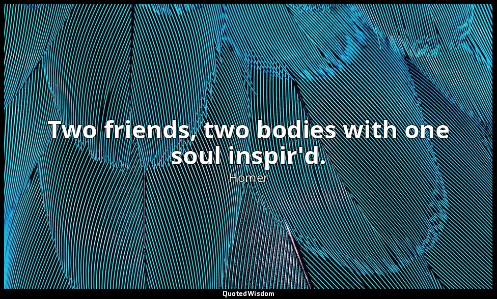 Two friends, two bodies with one soul inspir'd. — Homer