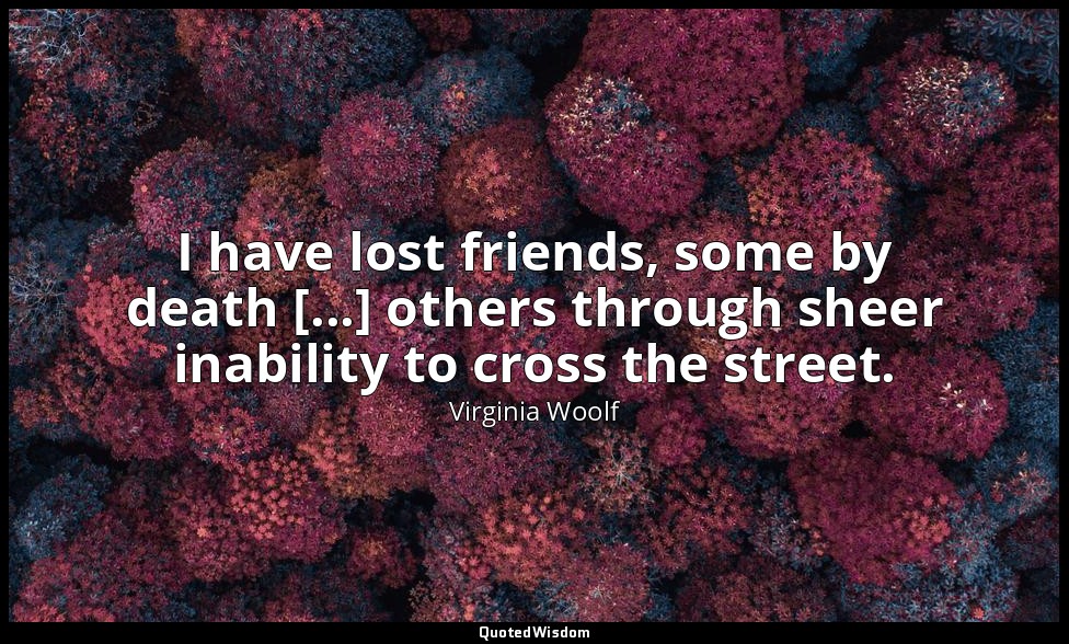 I have lost friends, some by death [...] others through sheer inability to cross — Virginia Woolf