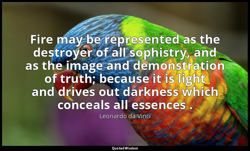 Fire may be represented as the destroyer of all sophistry, and as the image and  — Leonardo da Vinci