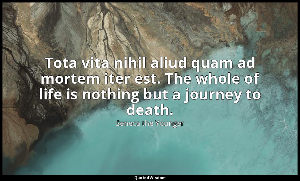 Tota vita nihil aliud quam ad mortem iter est. The whole of life is nothing but  — Seneca the Younger