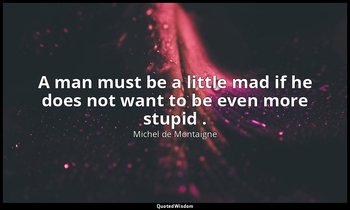 A man must be a little mad if he does not want to be even more stupid . — Michel de Montaigne