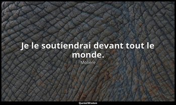 Je le soutiendrai devant tout le monde. — Molière