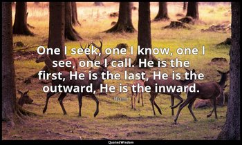 One I seek, one I know, one I see, one I call. He is the first, He is the last,  — Rumi