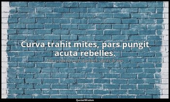 Curva trahit mites, pars pungit acuta rebelles. — The crooked end obedient spirits draws
