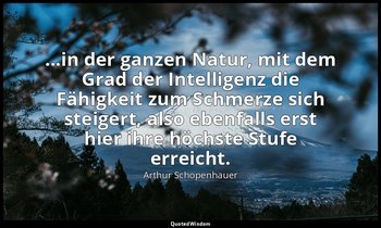 ...in der ganzen Natur, mit dem Grad der Intelligenz die Fähigkeit zum Schmerze  — Arthur Schopenhauer