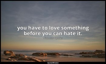 you have to love something before you can hate it. — Nicholas Sparks