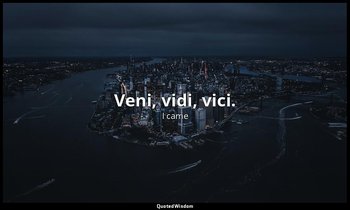 Veni, vidi, vici. — I came