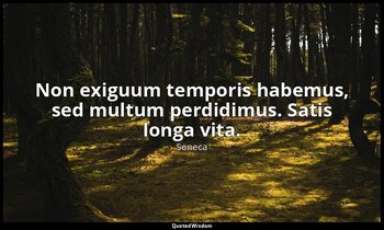 Non exiguum temporis habemus, sed multum perdidimus. Satis longa vita. — Seneca