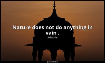 Nature does not do anything in vain . — Aristotle