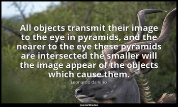 All objects transmit their image to the eye in pyramids, and the nearer to the e — Leonardo da Vinci