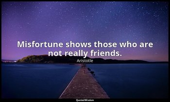 Misfortune shows those who are not really friends. — Aristotle