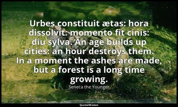 Urbes constituit ætas: hora dissolvit: momento fit cinis: diu sylva. An age buil — Seneca the Younger