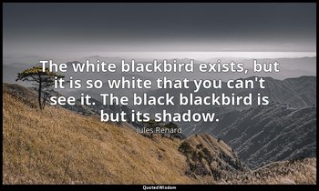 The white blackbird exists, but it is so white that you can't see it. The black  — Jules Renard
