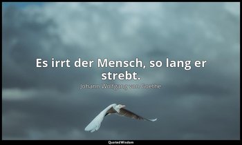 Es irrt der Mensch, so lang er strebt. — Johann Wolfgang von Goethe