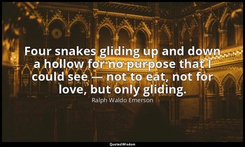 Four snakes gliding up and down a hollow for no purpose that I could see — not t — Ralph Waldo Emerson