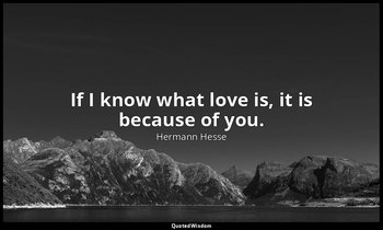 If I know what love is, it is because of you. — Hermann Hesse