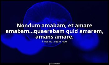 Nondum amabam, et amare amabam...quaerebam quid amarem, amans amare. — I was not yet in love
