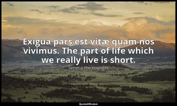 Exigua pars est vitæ quam nos vivimus. The part of life which we really live is  — Seneca the Younger