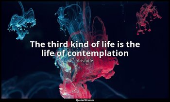 The third kind of life is the life of contemplation — Aristotle