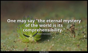 One may say "the eternal mystery of the world is its comprehensibility." — Albert Einstein