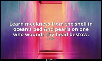 Learn meekness from the shell in ocean’s bed And pearls on one who wounds thy he — Hafez
