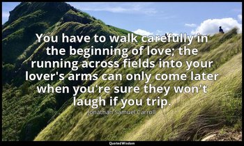 You have to walk carefully in the beginning of love; the running across fields i — Jonathan Samuel Carroll