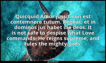 Quicquid Amor jussit non est contemnere tutum. Regnat, et in dominos jus habet i — Ovid