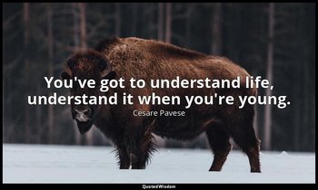 You've got to understand life, understand it when you're young. — Cesare Pavese