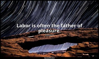 Labor is often the father of pleasure. — Voltaire