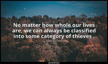 No matter how whole our lives are, we can always be classified into some categor — Jules Renard