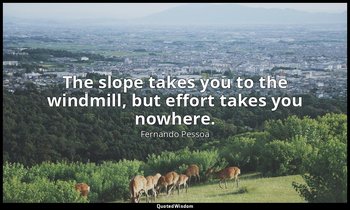 The slope takes you to the windmill, but effort takes you nowhere. — Fernando Pessoa