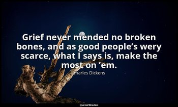 Grief never mended no broken bones, and as good people’s wery scarce, what I say — Charles Dickens