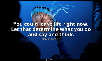 You could leave life right now. Let that determine what you do and say and think — Marcus Aurelius