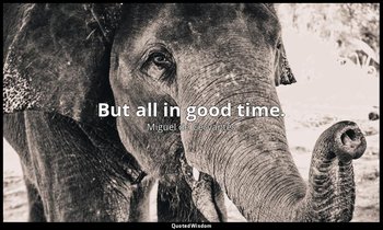 But all in good time. — Miguel de Cervantes