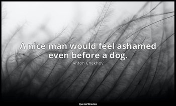 A nice man would feel ashamed even before a dog. — Anton Chekhov