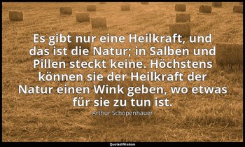 Es gibt nur eine Heilkraft, und das ist die Natur; in Salben und Pillen steckt k — Arthur Schopenhauer
