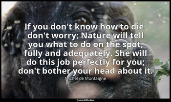 If you don't know how to die, don't worry; Nature will tell you what to do on th — Michel de Montaigne
