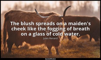 The blush spreads on a maiden's cheek like the fogging of breath on a glass of c — Jules Renard