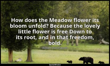 How does the Meadow flower its bloom unfold? Because the lovely little flower is — William Wordsworth