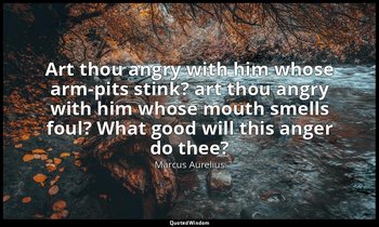 Art thou angry with him whose arm-pits stink? art thou angry with him whose mout — Marcus Aurelius