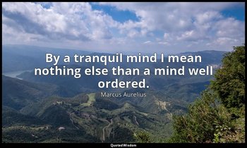 By a tranquil mind I mean nothing else than a mind well ordered. — Marcus Aurelius