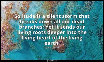 Solitude is a silent storm that breaks down all our dead branches; Yet it sends  — Kahlil Gibran