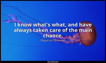 I know what's what, and have always taken care of the main chance. — Miguel de Cervantes