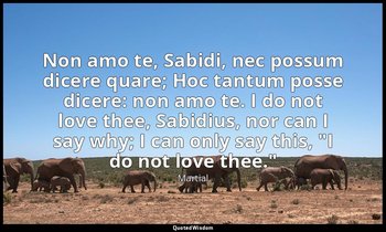 Non amo te, Sabidi, nec possum dicere quare; Hoc tantum posse dicere: non amo te — Martial