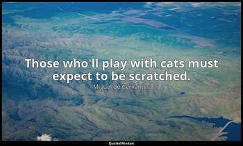 Those who'll play with cats must expect to be scratched. — Miguel de Cervantes