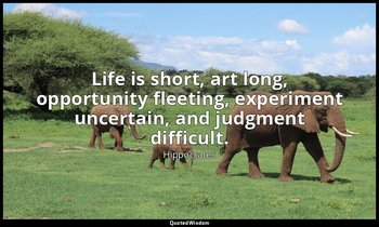 Life is short, art long, opportunity fleeting, experiment uncertain, and judgmen — Hippocrates