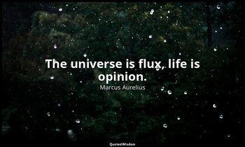 The universe is flux, life is opinion. — Marcus Aurelius