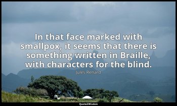 In that face marked with smallpox, it seems that there is something written in B — Jules Renard